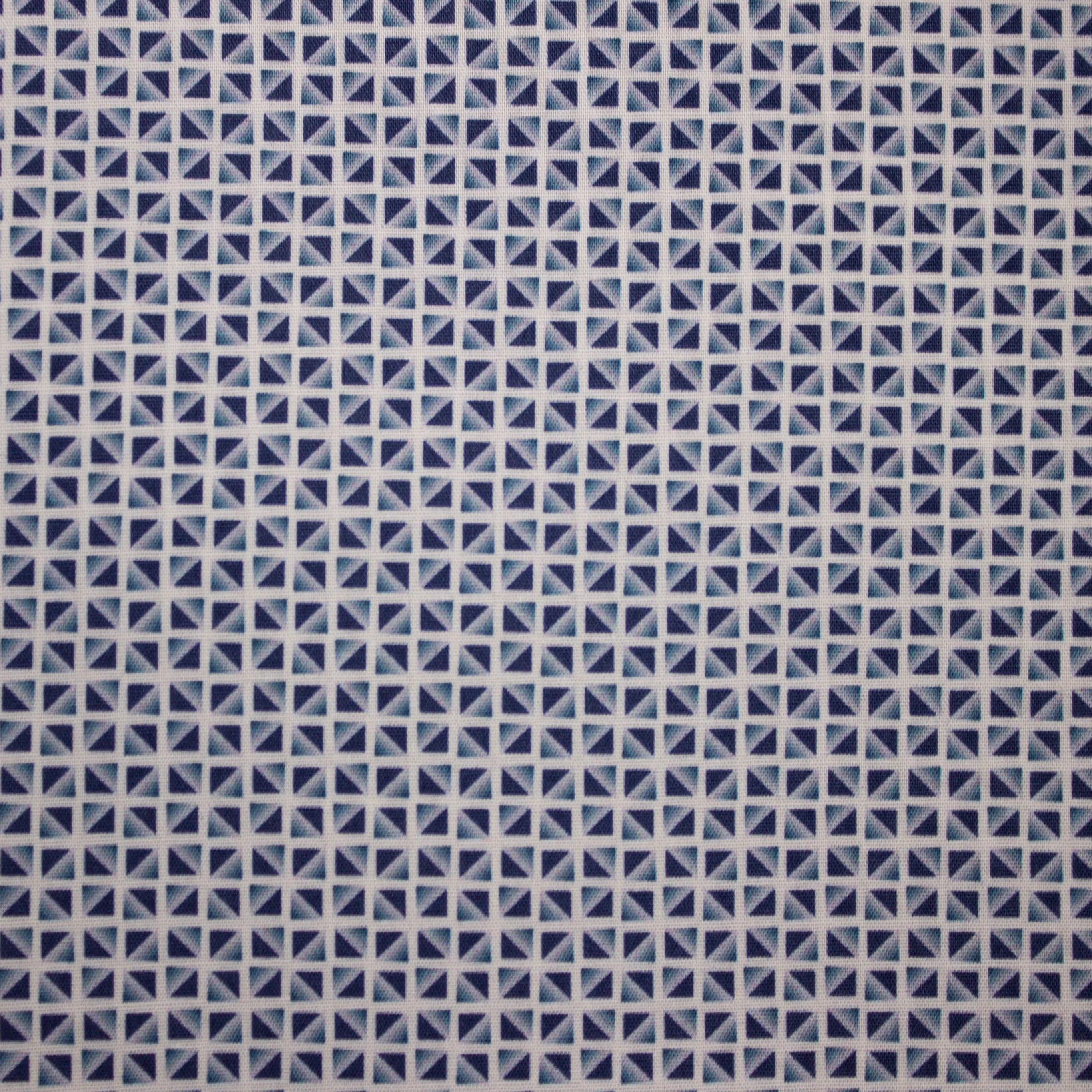 Katoen poplin blauwe vierkantjes